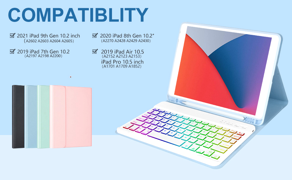 iPad Keyboard and Case 9th Generation, iPad 8th Gen/iPad