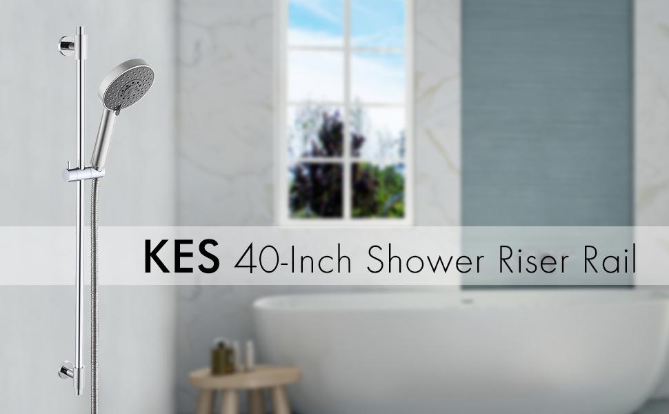 KES Shower Riser Rail with Adjustable Shower Head Holder, Shower Rail