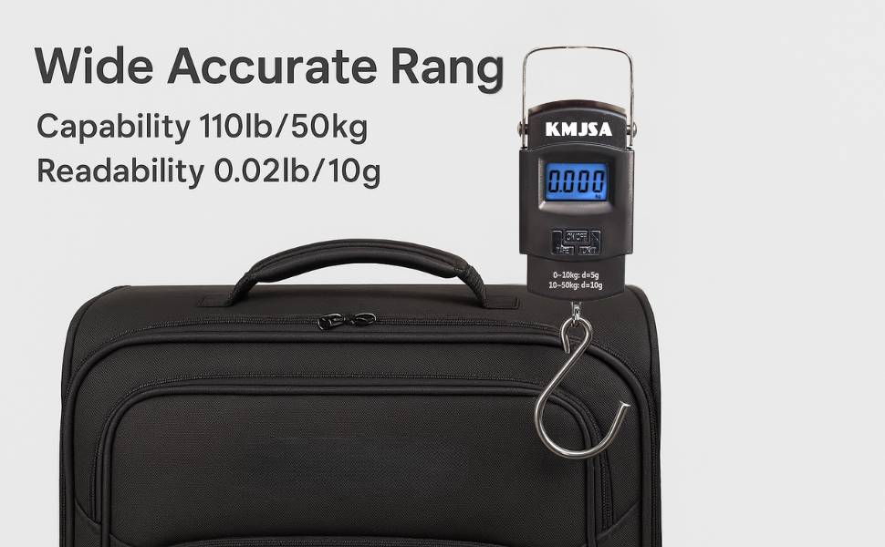 KMJSA Luggage Scale, 50kg Scale, Accurate Weighing, Digital Travel Scale, Portable Scale