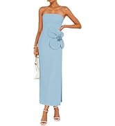 ZESICA Women's Summer Strapless Bodycon Maxi Dress 2025 Ribbed Knit Backless Floral Tube Cocktail...