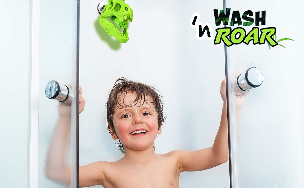 Wash N Roar Sculpted TRex Skull Shower Head, Dinosaur Shower Head