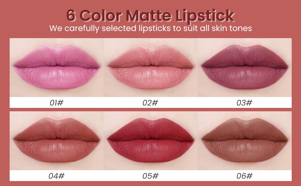 3 Pcs Nude Lipstick Matte Sets,Velvet Lipstick for Women Long Lasting Waterproof 24 Hours Lip Stick