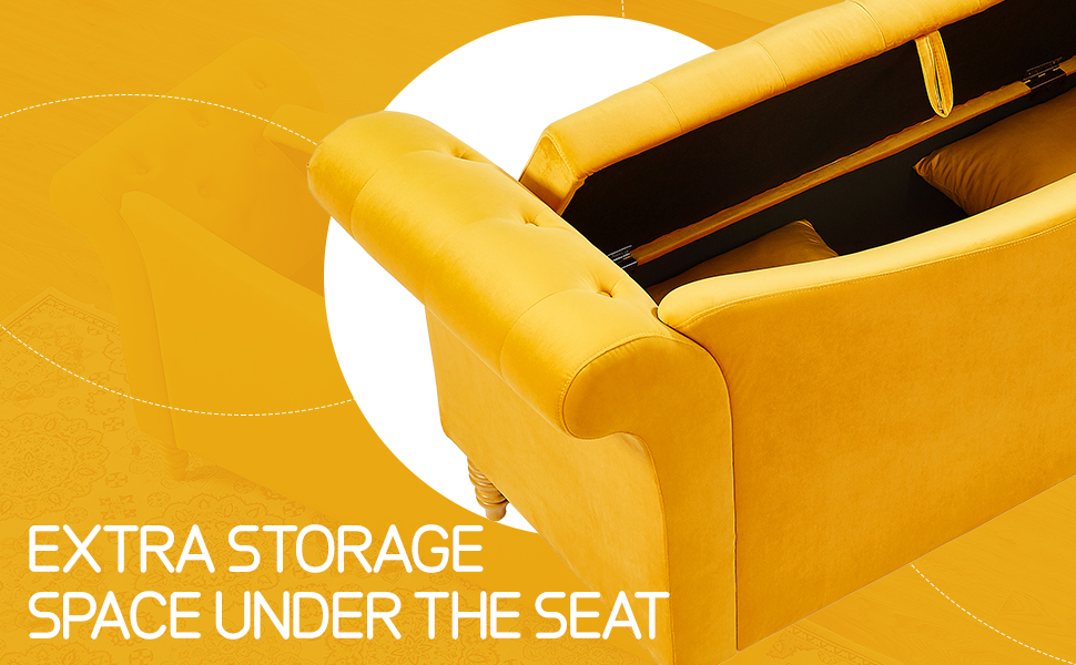 Homies Life Loveseat Sofa with Storage, Classic Velet Couch