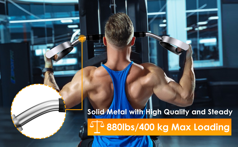 Ulalov LAT Pull Down Bar with Handls, Pull Down Machine Attachments,  27in/70cm Bar with 880lbs Loading, V Handle,Straight Bar,D Handles, Solid  Steel ...
