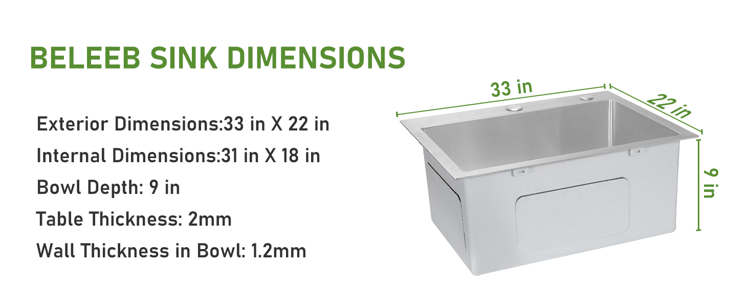 Beleeb sink dimensions