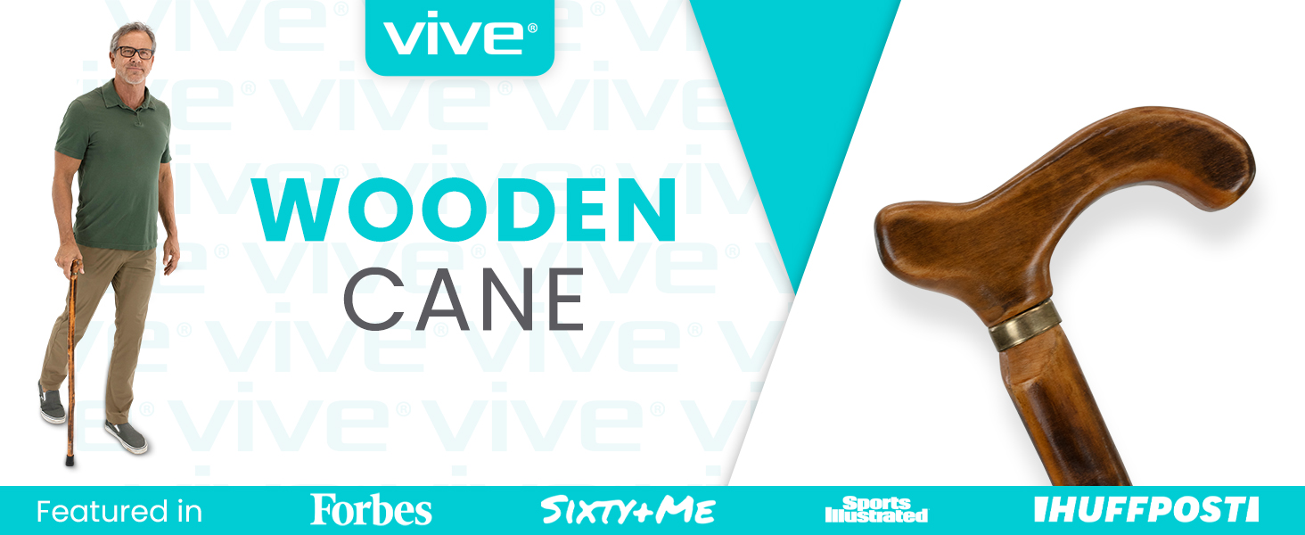 Vive Wooden Cane. Featured in Forbes, Sixty+Me, Sports Illustrated and HuffPost
