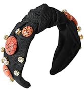 Gmmidea Basketball Knotted Headband for Women Crystal Rhinestone Jeweled Headband Black Knot Embe...