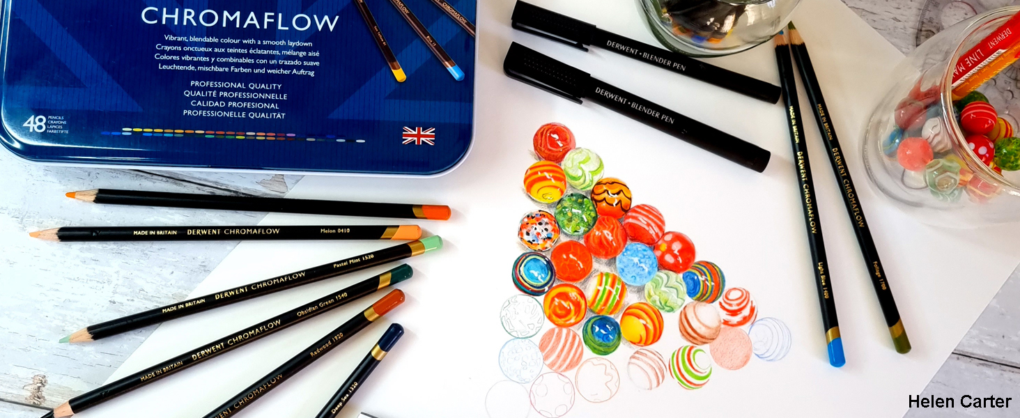 Derwent Chromaflow Boîte de 24 Crayons de Couleurs, Mines Tendres de 3,5 mm, Faciles à