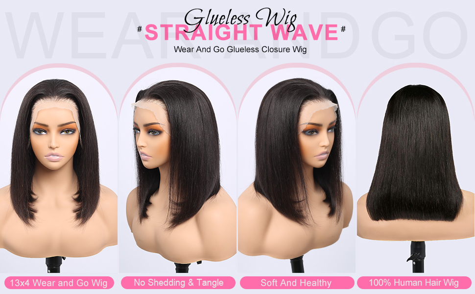 Arabella Wear and Go Glueless Wigs 13x4 Bob Wig Human Hair 180 Bob Glueless Wigs