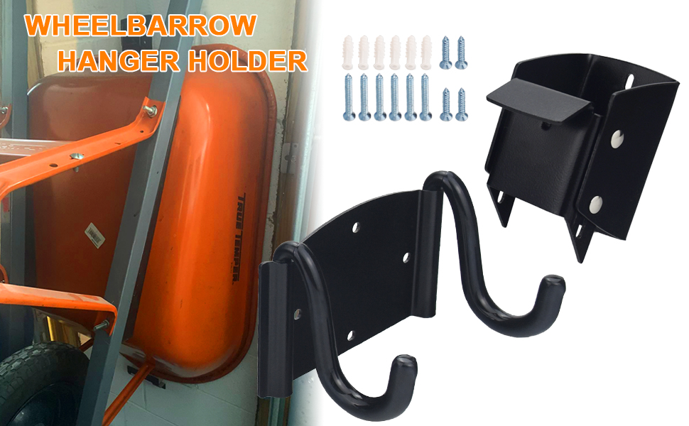 Wheelbarrow Storage Bracket, Wall Mounted, Heavy Duty, 90