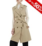 Orolay Women's 3/4 Length Double Breasted Trench Coat Lapel Jacket with Belt
