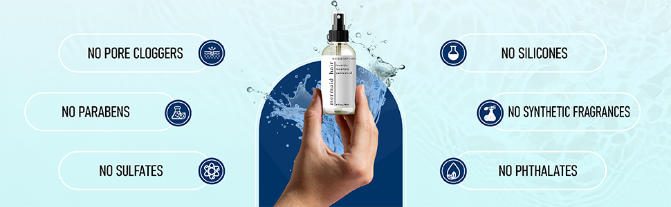 no parabens, no sulfates, no silicones, no synthetic fragrances, no phthalates, no pore cloggers