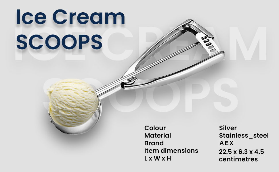 AEX Ice Cream Scoops with Easy Trigger Large Sized (6cm) 304