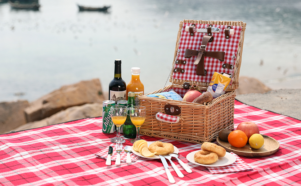 ZORMY Picnic Basket for 2 Person, Durable Wicker Picnic