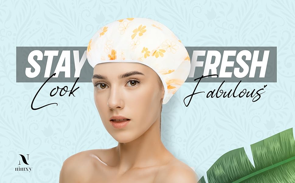 Nimxy Pack of 8 Shower Cap, Reusable Shower Caps For Women & Men