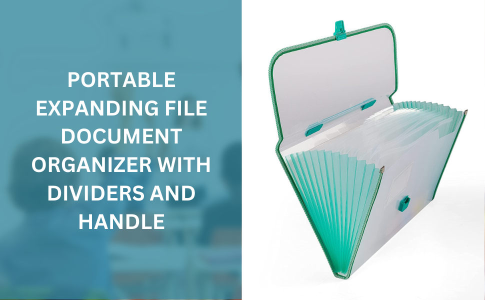 MAXJET™ Transparent 13 Pocket File Folder Filing Briefcase Portable