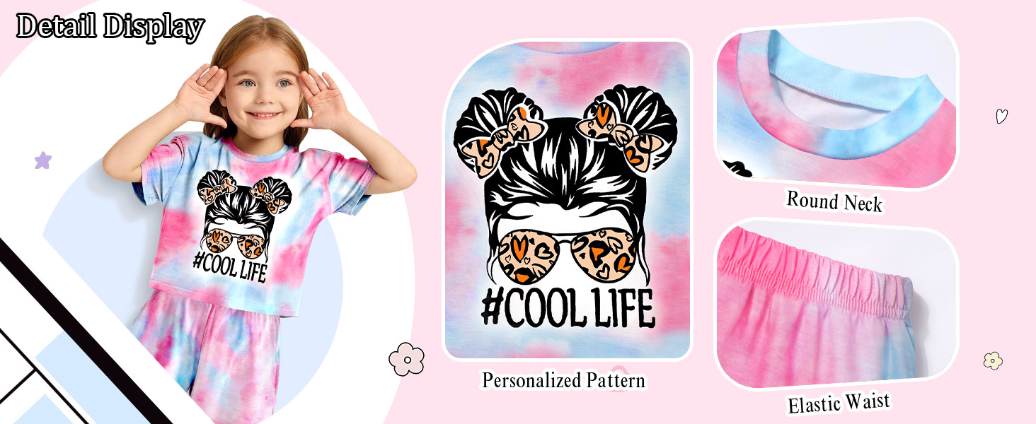 Toddler Girl Clothes 12-18 18-24 Months 2T-3T-4T-5TGirls Summer Clothing Set Tie Dye Short-Sleeved 
