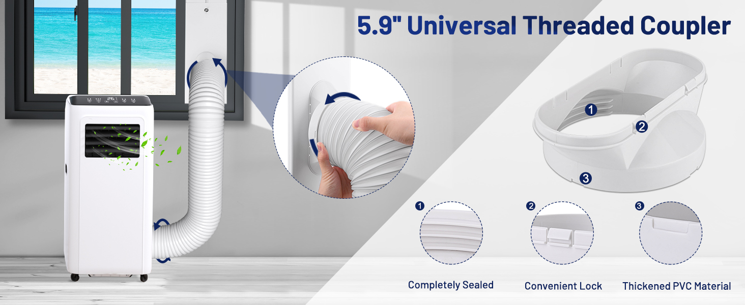 Winpull Portable Air Conditioner Windows Vent Kit with 5.9'' Exhaust Hose, Upgraded