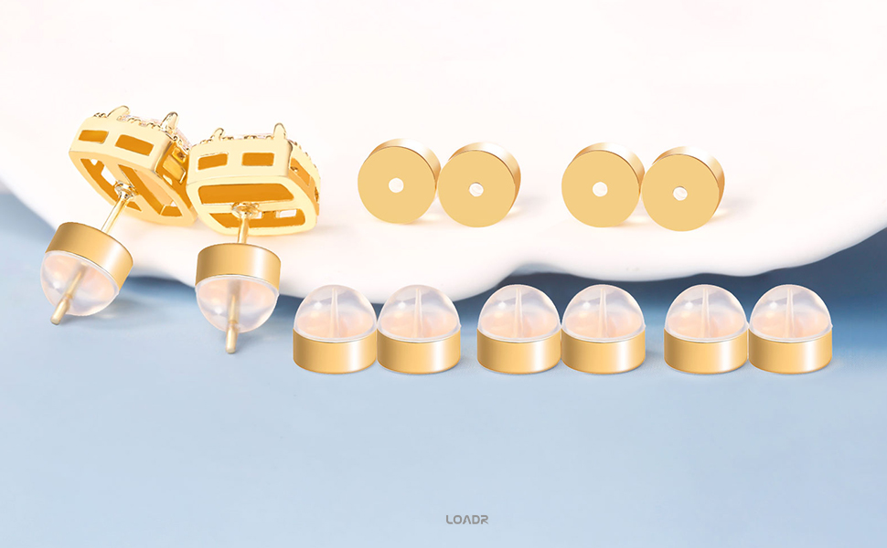 Locking Earring Backs for Studs,18k Gold Silicone Earrings