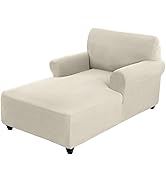 Elehealthy Chaise Lounge Cover Stretch Sofa Chaise Chair Cover with Armrests Jacquard Chaise Loun...