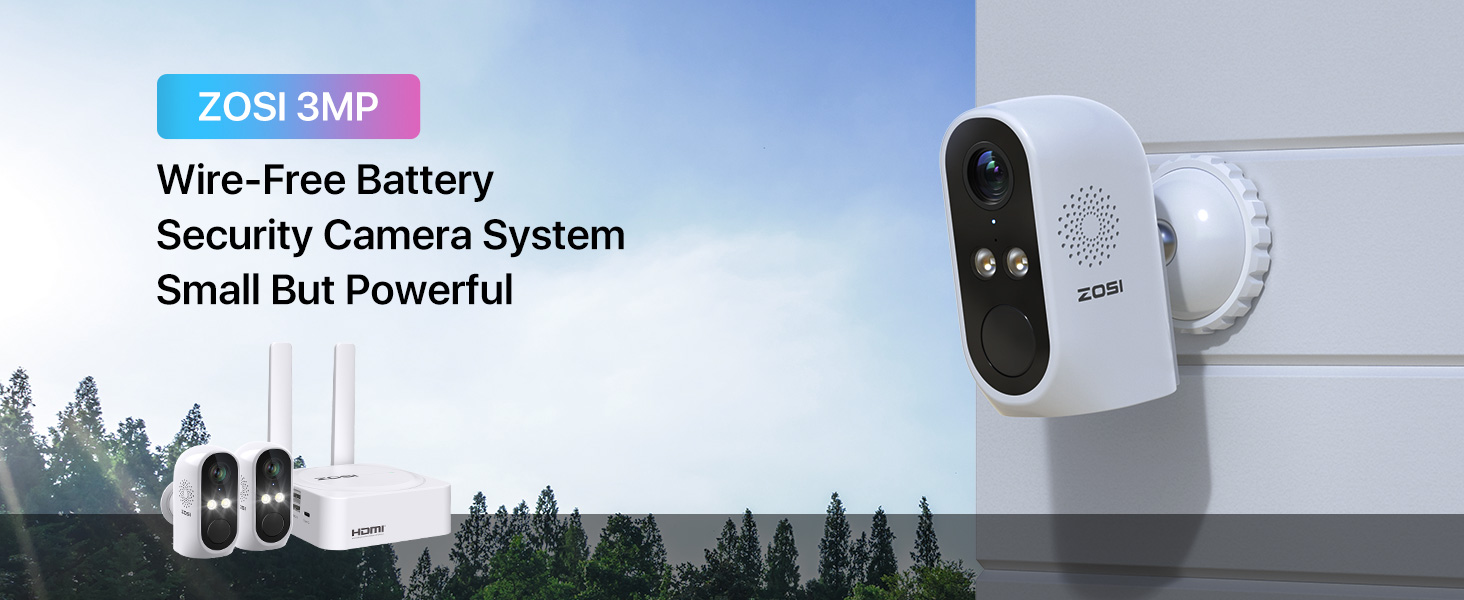 ZOSI 8CH 2K Solar Battery Powered Wireless Camera System