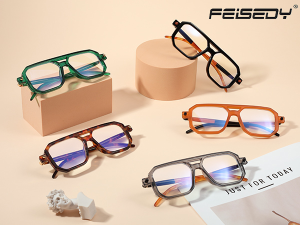 Amazon.com: FEISEDY Reading Glasses Vintage Square Blue