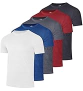 Real Essentials 5 Pack Men’s Short Sleeve Dry Fit T-Shirts – Moisture Wicking Athletic Workout Gy...