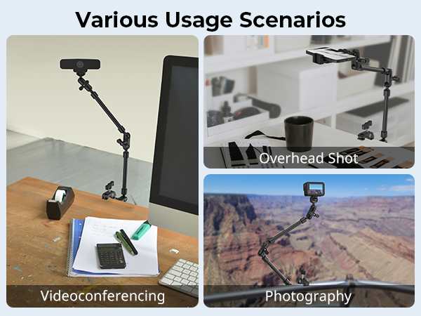 Magic Arm Regolabile 57cm Con Super Clamp - Per Luci, Webcam, Microfoni, Regolazione 360° - Foto 8