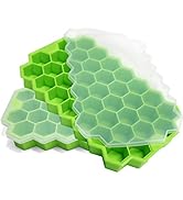 Ice Cube Trays for Freezer with Lid-Silicone Ice Cube Tray with Lid Ice Maker 2 Packs Green,Easy-...