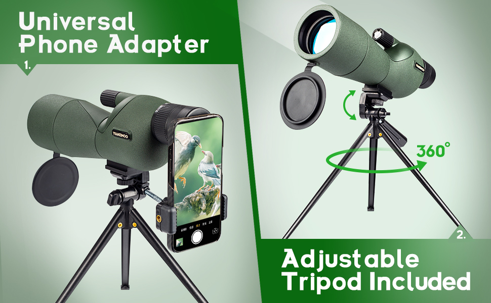 YUANZIMOO 2575x60 Spotting Scopes with Tripod Carrying Bag