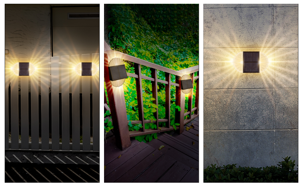 Cubetoou Solar Deck Post Lights, 4 Pack Solar Lights Fence