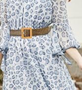 WYuZe 3 Pack Braided Woven Waist Belt Women Fashion Wide Dress Belt with Wooden Buckle, Black/Cof...