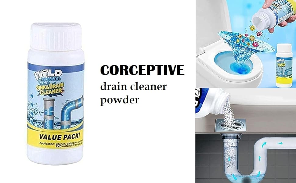 Corceptive Powerful Drain Blockage Cleaner Sink Cleaner Powder, Drain