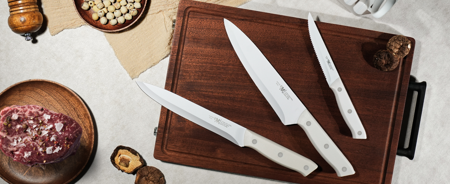 knife set with block and sharpener
