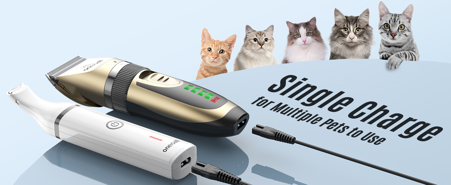 oneisall Dog Clippers 2 in 1 Kit, Low Noise Dog Grooming Clippers, Cordless Pet Clipper Shaver