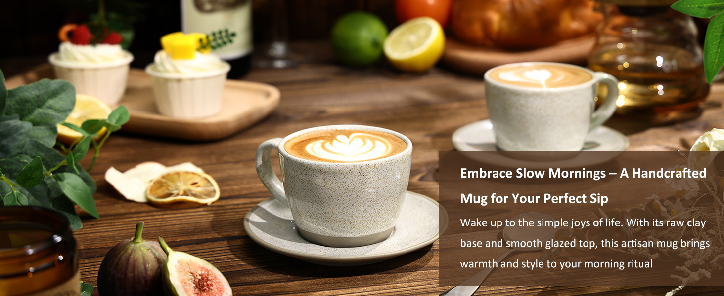 Yedio Ceramic 6 oz Espresso Coffee Cups with Saucers