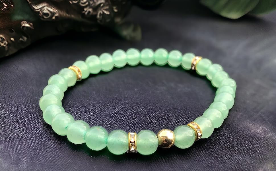 Handmade Wunscherfüller Aventurin Stress Glücksarmband Perle steinfixx Depression grün
