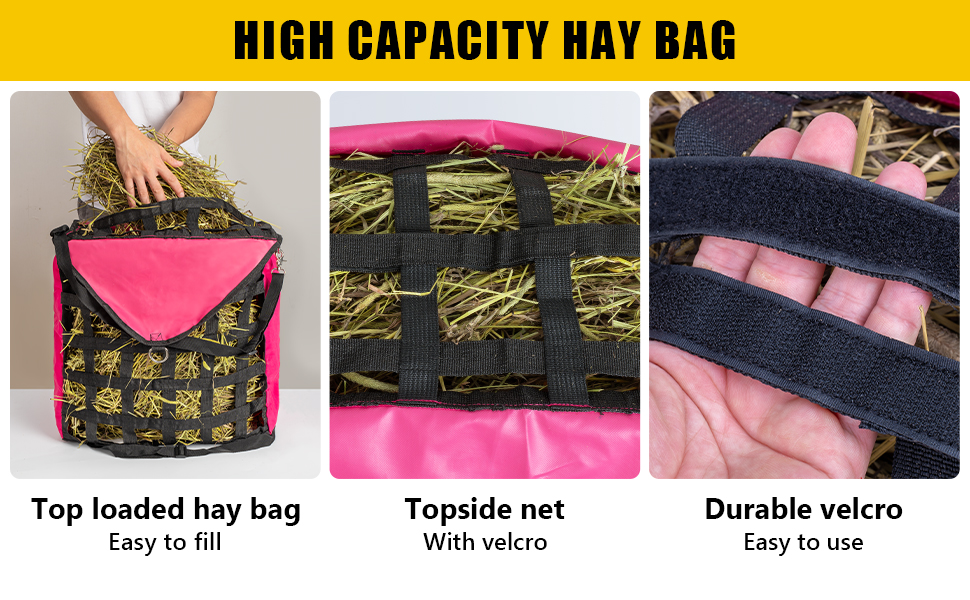 Tripple-D Horse Supplies top Loading Slow Feeder hay Bag, Equipment for Horses