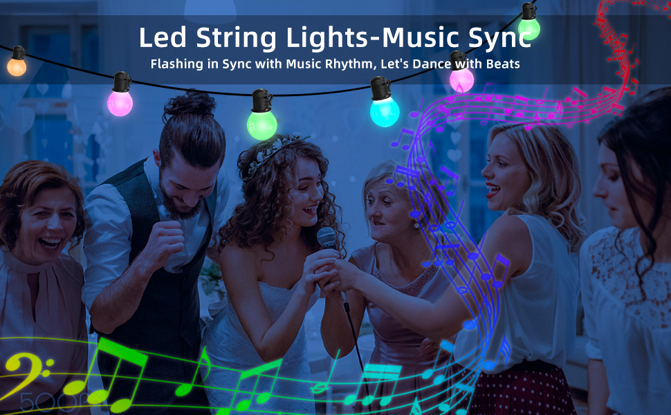 50Ft Smart String Lights for Outside, App or Remote Control Patio