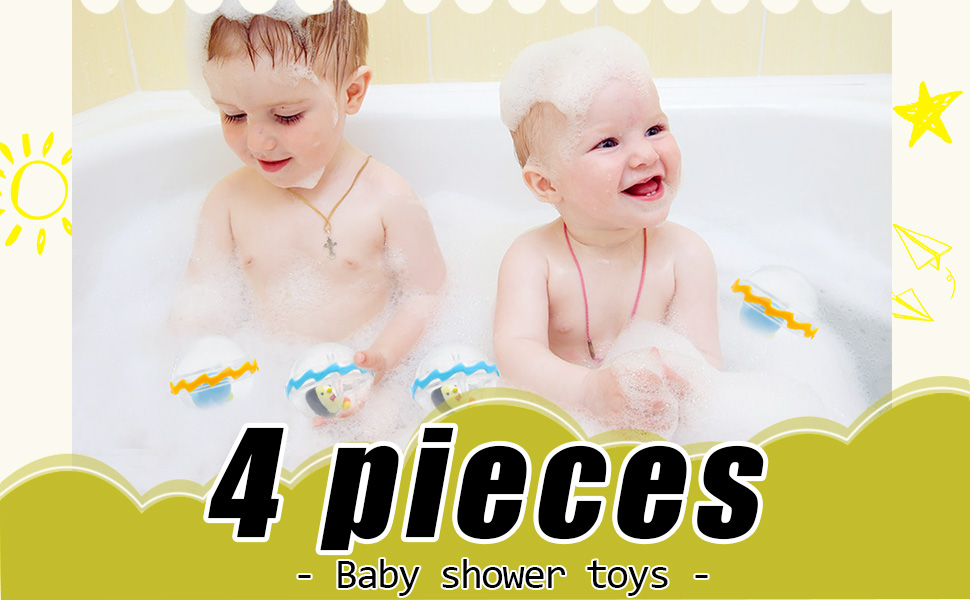 Lot de 4 jouets de bain à bulles flottantes pour bébé et toutpetit, sans moisissure, sans trou