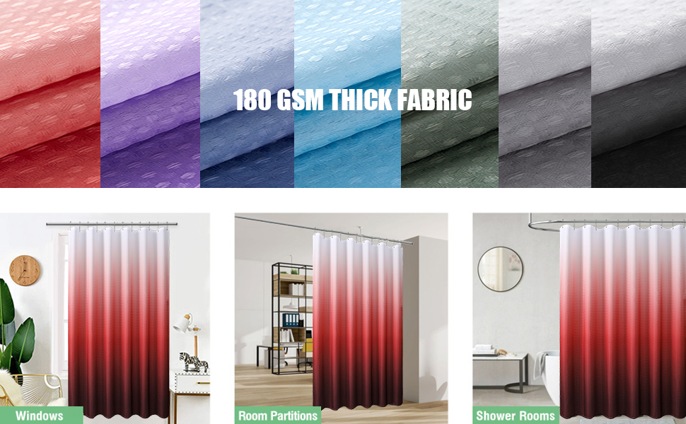 Dynamene Red Fabric Shower Curtain Ombre Waffle Weave