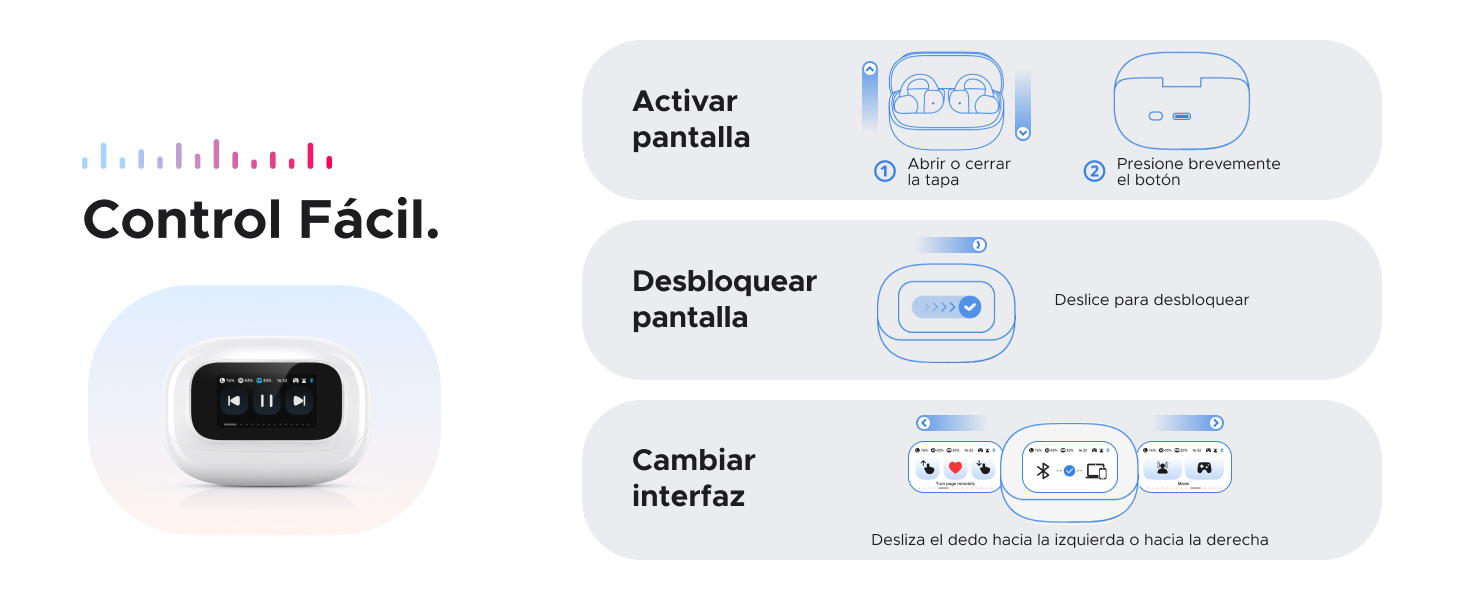 Audífonos Inalámbricos Bluetooth In-Ear con Pantalla Inteligente Táctil