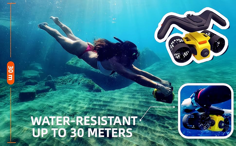 Subacqueous scooter Lefeet C1: Max 60min Battery with action Mount IPX8 100FT waterproof sports sports sports, Scuba in the pool, children/adults. 13 C1 2