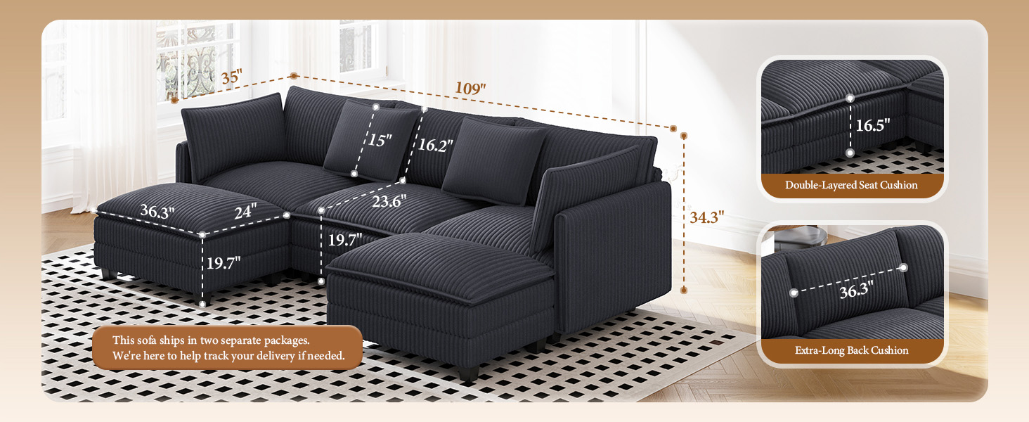 U Shaped Cloud Sectional Sofa