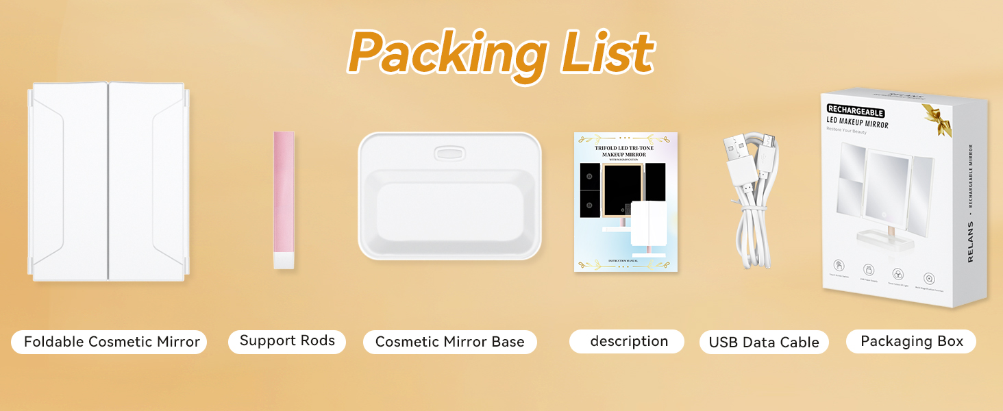 trifold makeup mirror with lights