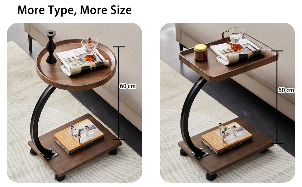 Gelory Sofa End Table, Narrow Side Table C Shaped Sofa Side Table with