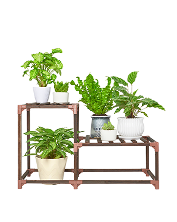 Plant Stand Shelf Indoor Outdoor 2 Tiers 2 Pot Wood Plant Shelf Multiple Plants Large Rack Holder