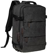 KAUKKO Canvas Travel Rucksack, Large Capacity Carry On Bag with Shoe Pouch and 15.6 inch Laptop C...