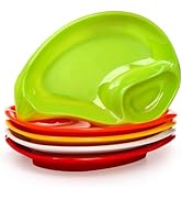 Yesland 5 Pack Chips and Dip Plates, Melamine Dipping Bowl Divided Dumpling Plate with Sauce Hold...