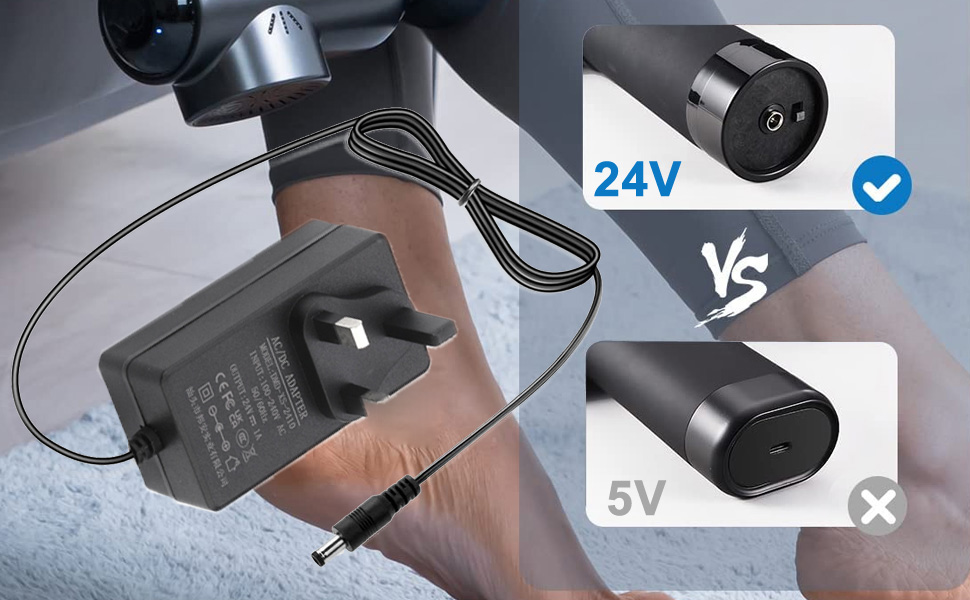 Massage Gun Charger, 24V 1A Upgrade Percussion Muscle Massage Gun